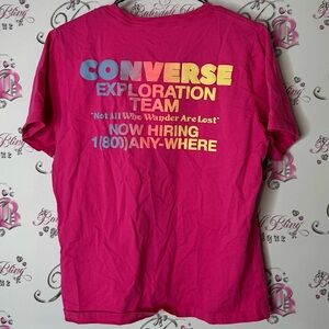 Converse Pink Exploration Team T-Shirt not all who wander are lost pink neon
